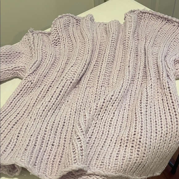 Free People Chunky Lilac Off-the-Shoulder Sloughy Cotton Crochet OverSized Small - Picture 15 of 15